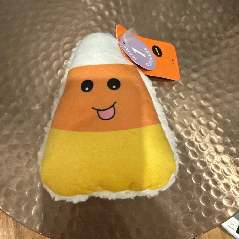 Halloween Candy Corn Squeaky Plush Dog Toy Boots & Barkley Chew Level 1 NEW